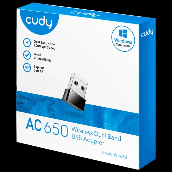 wu650-receptor-wifi-wu650-imagem-4-fundo-preto Adaptador Wirelless Dual Band Usb Cudy Ac 650 Nano Wifi - Imagem 4