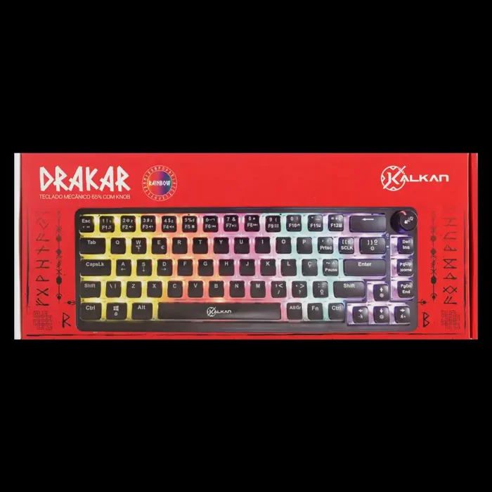 Teclado Mecanico Gamer Kalkan Drakar 65% Rainbow Sw. Brown Abnt2 - Imagem 5