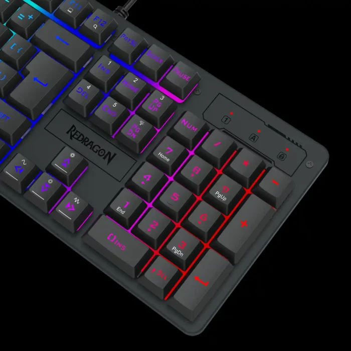 Teclado Membrana Gamer Redragon Netherbane Rgb Preto Abnt2 - Imagem 2