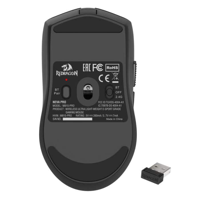 MOUSE GAMER REDRAGON NEVA PRO PRETO 26000DPI USB BT SEM FIO - Imagem 6