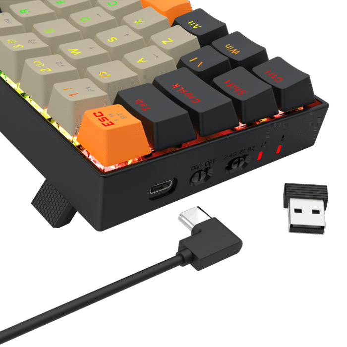 TECLADO MECANICO DRACONIC PRO PRETO/CINZA/LARANJA Sw MARROM - Imagem 1