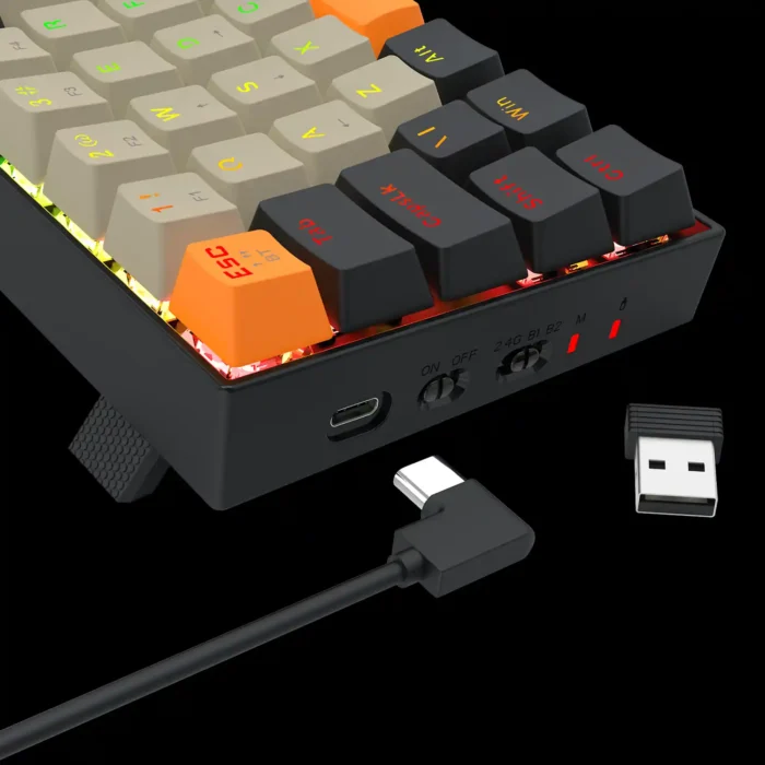 Teclado Mecanico Draconic Pro Sunrise (preto/cinza/laranja) Sw Marrom ABNT2 k530 - Imagem 2