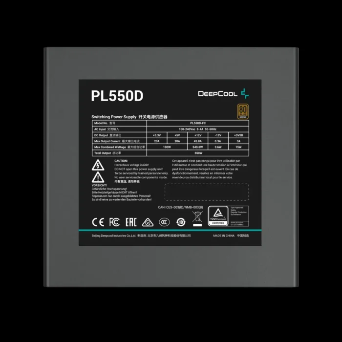 fonte-deepcool-pl550d-wo-v2-80-plus-bronze-imagem-3-fundo-preto Fonte Deepcool PL550D 550W 80 Plus Bronze ATX 3.0 Sem Cabo - Imagem 2