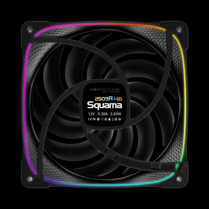 Kit 3 Fans 140mm Reverse Blade Geometric Future Squama 2503R-14B ARGB Preto - Imagem 3