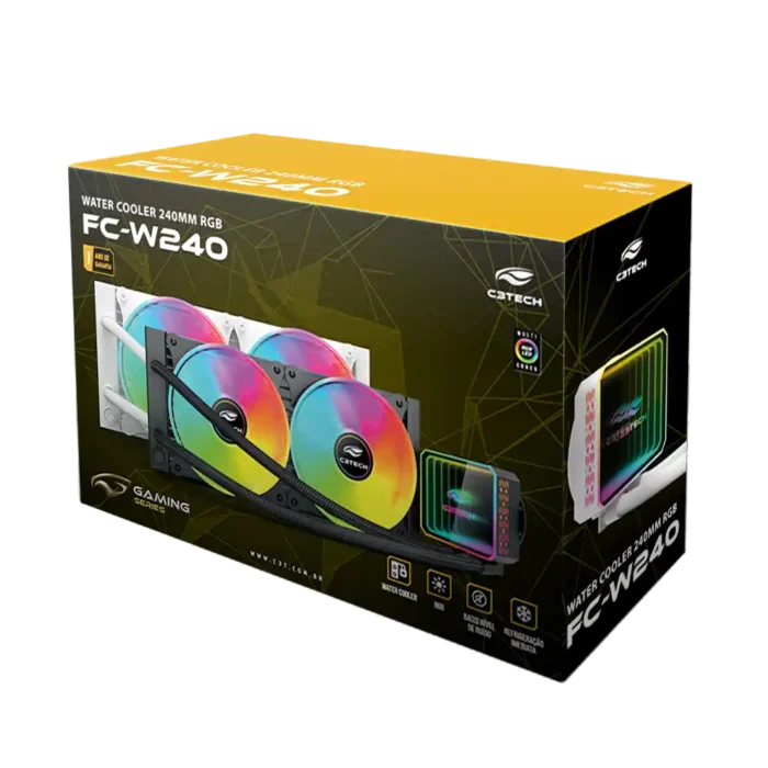 Water Cooler C3Tech FC-W240 ARGB Branco 240mm Fundo Infinito - Imagem 4