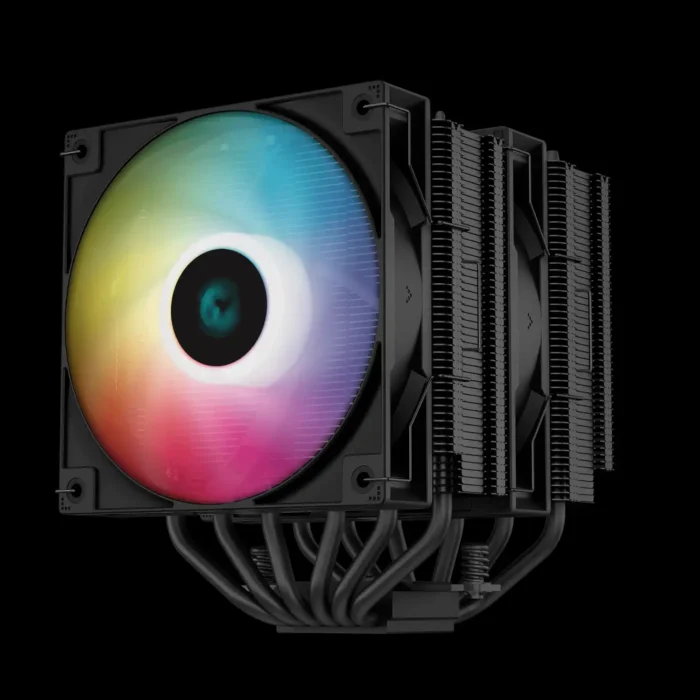 cooler-deepcool-ag620-bk-preto-imagem-2-fundo-preto Air Cooler DeepCool AG620 Full Black Preto Dual-Tower ARGB - Imagem 6