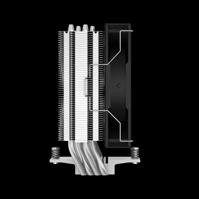 cooler-deepcool-gammaxx-series-ag400-argb-preto-prata-imagem-5-fundo-preto Air Cooler DeepCool AG400 ARGB Preto 4 Heatpipes 220W TDP - Imagem 4