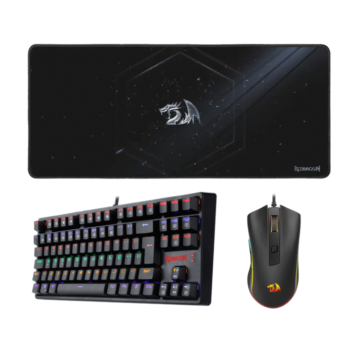 efb9ed10f78ae50b9bdc958cf9b10adb.png Kit Gamer Redragon Teclado Daksa Mouse Cobra Cypher Mousepad - Imagem 1