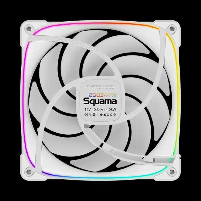 geo-s2503w-14s-squama-2403w-14s-rgb-branco-6974433741110-imagem-3-fundo-preto Fan Geometric Future Squama 2503W-14S ARGB 140mm Branco Un. - Imagem 3