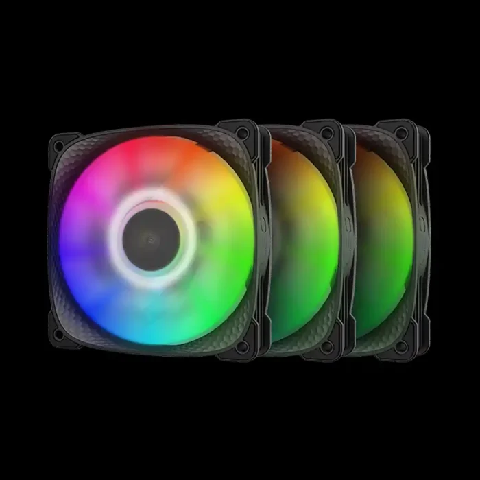 geo-s2505b-3-kit-3-fans-squama-2505b-rgb-preto-imagem-5-fundo-preto Kit 3 Fans ARGB 120mm Geometric Future Squama 2505B Preto