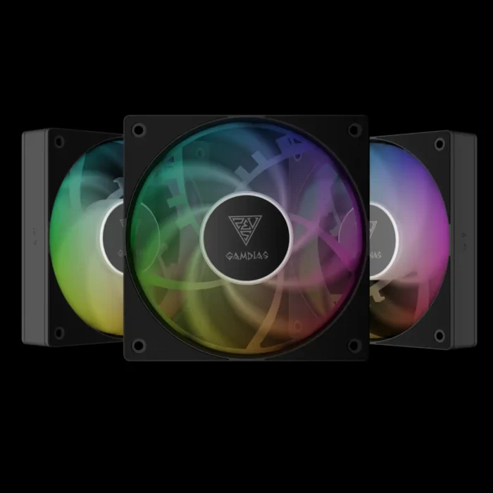 m1-1203-argb-kit-3-fans-notus-m1-1203-argb-preto-imagem-9-fundo-preto Kit 3 Fans Gamdias Notus M1-1203 ARGB 120mm C/ Reverse Blade - Imagem 1