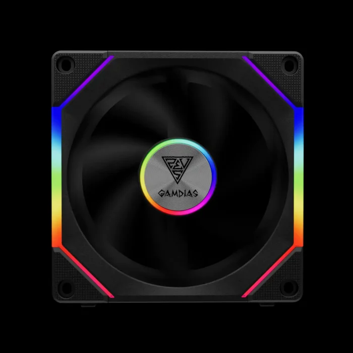 p2-1203-kit-3-fans-aeolus-p2-1203-argb-preto-imagem-1-fundo-preto Kit 3 Fans Gamdias Aeolus P2-1203 Preto ARGB Reverse Blade - Imagem 2