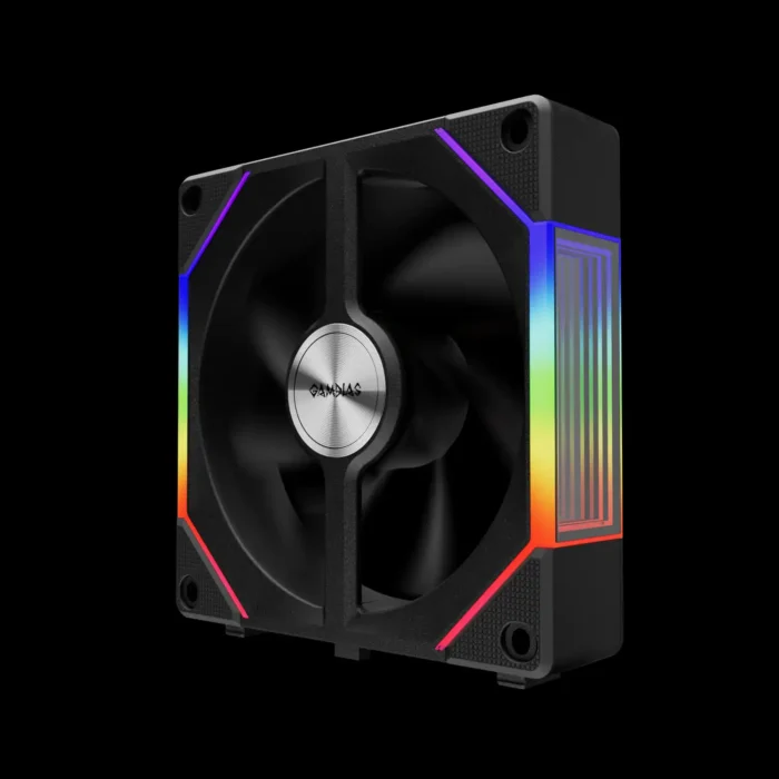 p2-1203-kit-3-fans-aeolus-p2-1203-argb-preto-imagem-4-fundo-preto Kit 3 Fans Gamdias Aeolus P2-1203 Preto ARGB Reverse Blade - Imagem 5