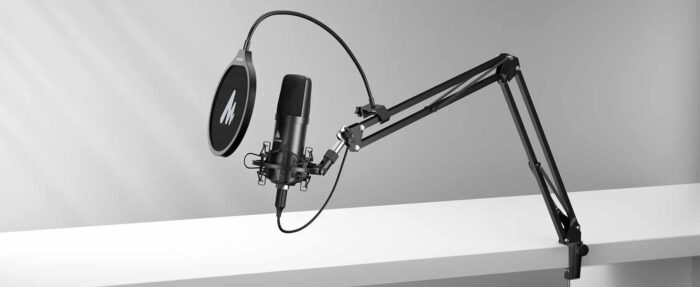 Kit Microfone USB Maono AU-A04 Preto Braço Articulado Gamer - Imagem 3