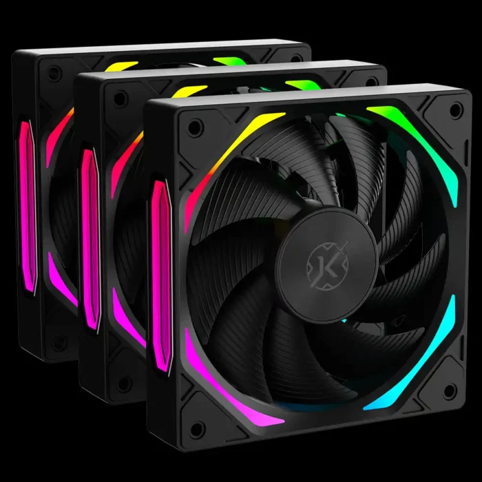 Kit 3 Fans Kalkan Halo ARGB 120mm ARGB Preto KLK00019 - Imagem 1