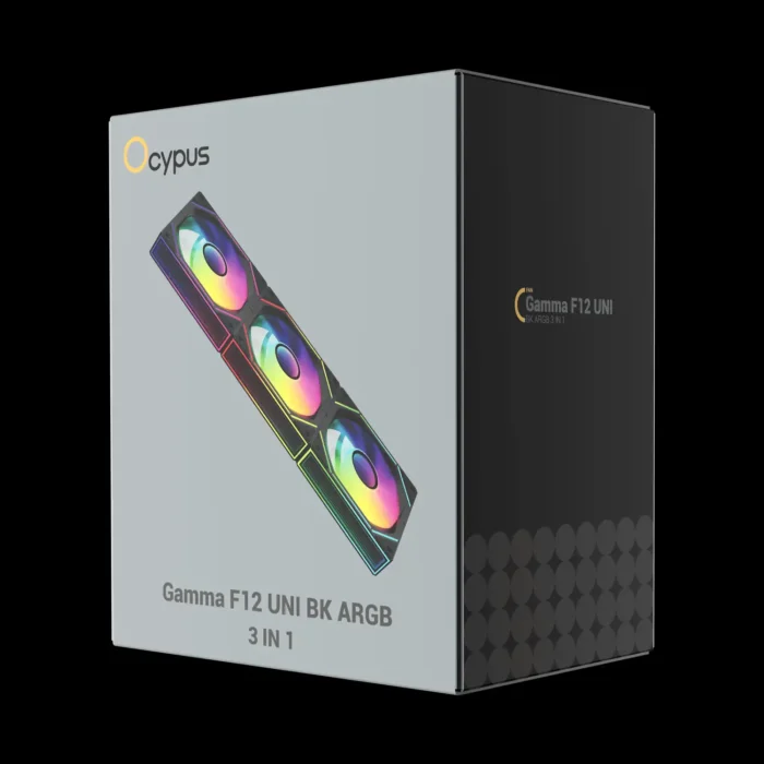 Detalhe do design Uni sem fios das fans Ocypus Gamma F12 Uni ARGB