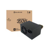 Fonte Bluecase 350W real 80 Plus com cabo preto vista frontal
