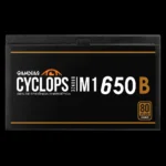 Fonte Gamdias Cyclops 650W vista frontal com cabos flat