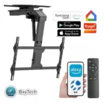 Suporte motorizado de teto para TV Bluecase preto instalado em sala
