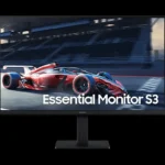 Monitor Gamer Samsung 24 polegadas vista frontal com tela ligada