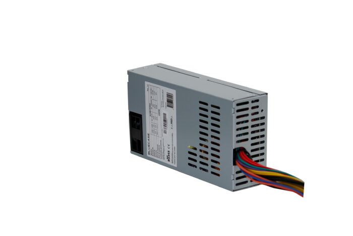 Fonte Bluecase Flex 1U 200W bivolt prata vista traseira com conectores