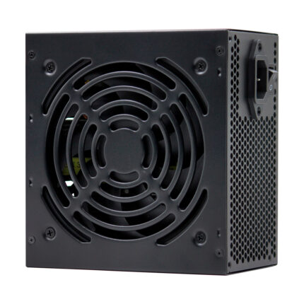 Vista lateral da fonte Bluecase 500W com cooler silencioso de 120mm