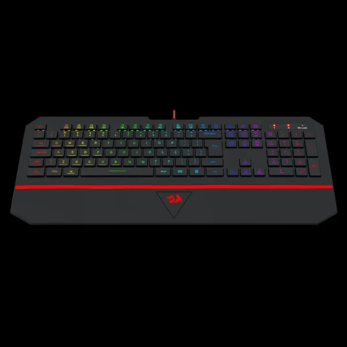 Vista lateral do teclado Redragon Karura 2 mostrando design slim
