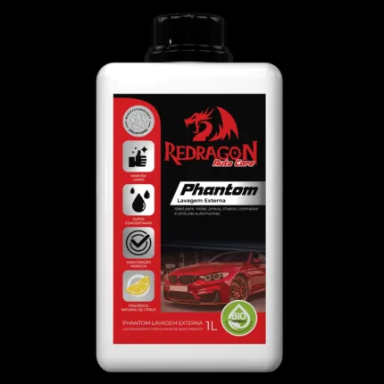 Frasco de 1 litro do shampoo automotivo Redragon Phantom para lavagem externa
