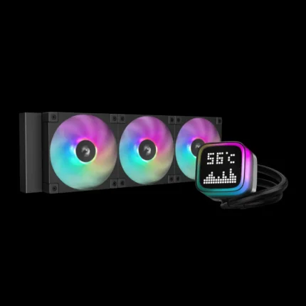 Water Cooler DeepCool LP360 RGB vista frontal com iluminação