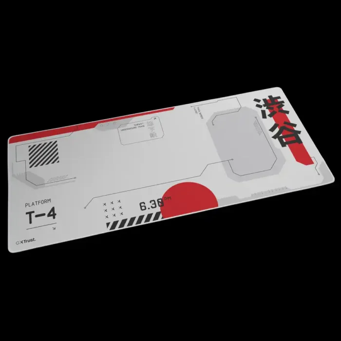 Mouse pad Trust Japan branco com teclado e mouse sobre ele