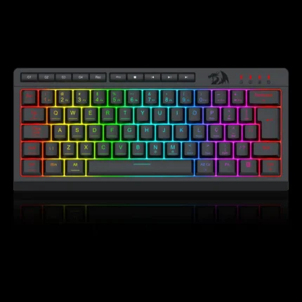 Vista lateral do teclado Redragon Shiva 61 RGB mostrando altura das teclas