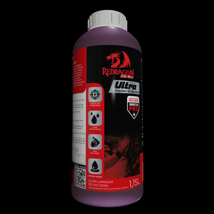 Detalhe do frasco do shampoo automotivo Redragon Ultra com rótulo