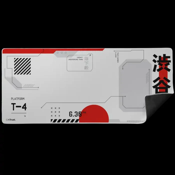 Visão ampla do mouse pad Trust Japan branco estendido na mesa