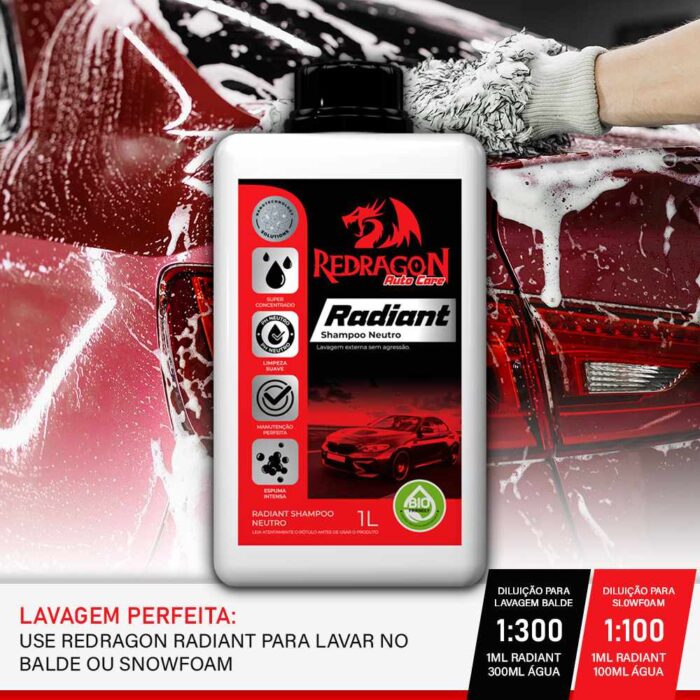 SHAMPOO NEUTRO AUTOMOTIVO REDRAGON AUTO CARE RADIANT 1 L - Imagem 2