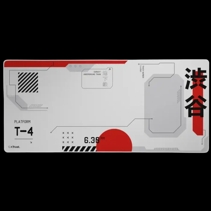 Detalhe da borda costurada do mouse pad Trust Japan branco