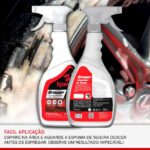 Aplicação da espuma do limpa pneus Redragon ERASER em pneu sujo