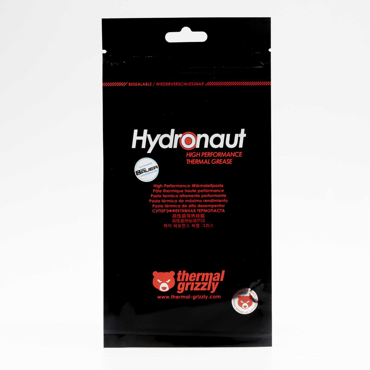 059ffb2be1351b05284b7c4913536374.jpg Pasta térmica Thermal Grizzly Hydronaut 1g embalagem frontal