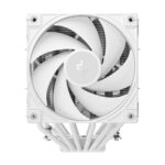 Detalhe do topo em madeira do air cooler Deepcool AK620 G2 branco