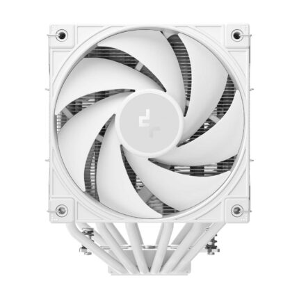 Detalhe do topo em madeira do air cooler Deepcool AK620 G2 branco