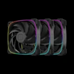 Kit com 3 fans Geometric Future Squama 3003 ARGB 120mm em preto