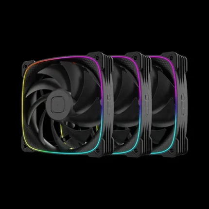 Kit com 3 fans Geometric Future Squama 3003 ARGB 120mm em preto