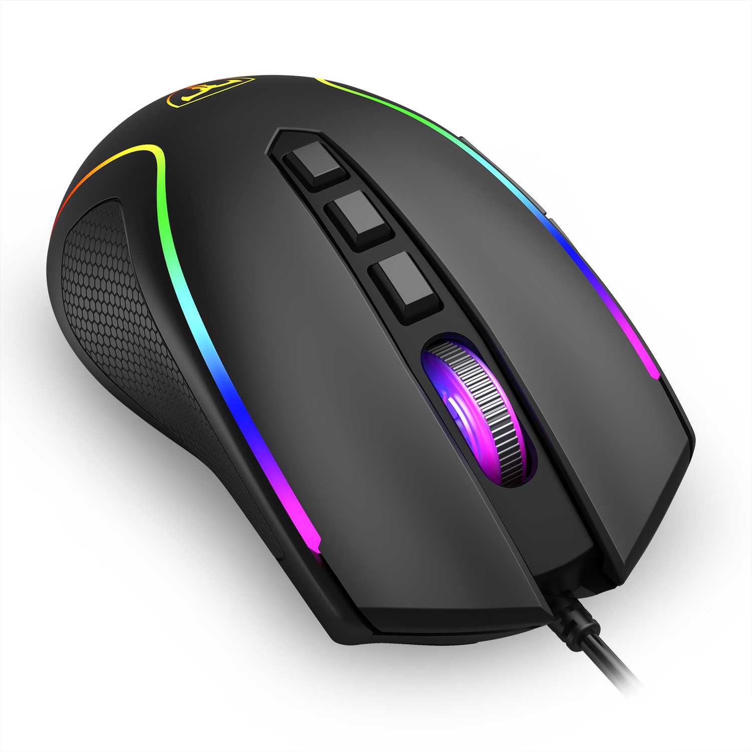 3931339c716740f76b3ffdb3c73fbc8d.jpg Mouse Gamer T-Dagger Darkangel RGB V3 vista lateral preta com iluminação RGB