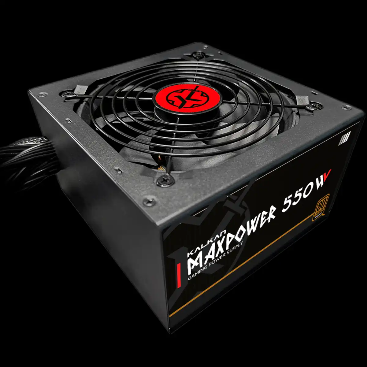 3e2560920ecfc4323048e84be028ab4a.webp Fonte Kalkan Maxpower 550W vista frontal com cabos flat pretos