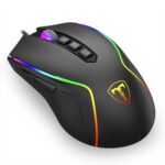 Detalhe do sensor e conexão USB do mouse T-Dagger Darkangel RGB V3